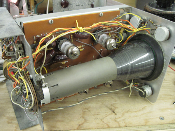 A view of the CRT mounted in the scope.